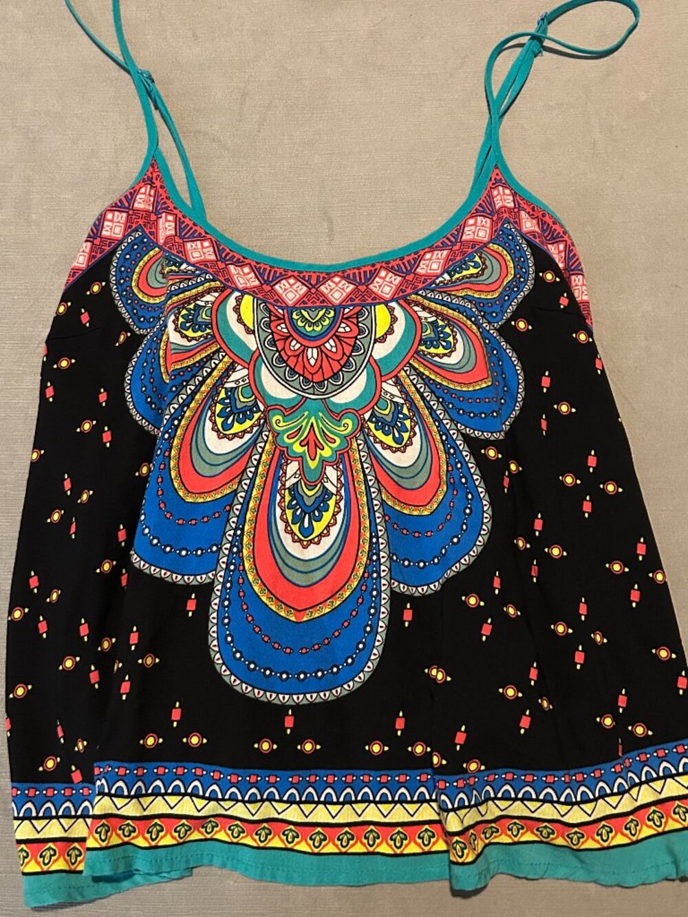FLYING TOMATO Boho Medallion Paisley Cami Tank Top Size M